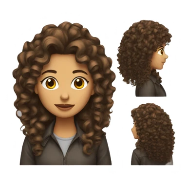 Mujer pelo largo rizado mechas castaño sticker