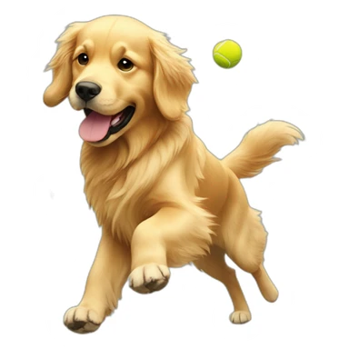 Golden retriever playing tennis sticker