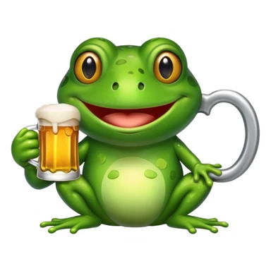 cartoon frog holding a beer mug sticker