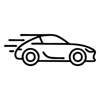 Sporty car logo with racing elements, speed emblem sticker