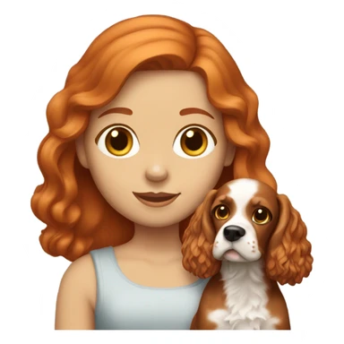 Ginger hair girl holding cocker spaniel sticker