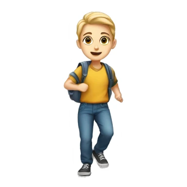 a white-skin student making a step downstairs sticker