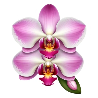 orchid with white and pink sticker