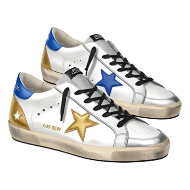golden goose low sneakers white and silver star sticker