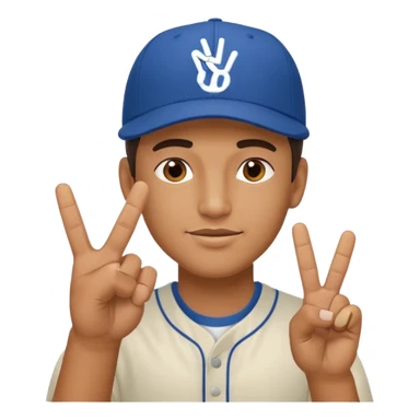 Cool hip guy with NY baseball cap doing a peace sign with his fingers sticker