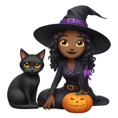 Cute witch with cat sticker