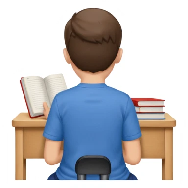 Boy sitting at school reading with his back to the camera
 sticker