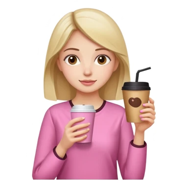 a pretty bratz fair girl wearing a pink kurti, drinking takeaway coffee sticker