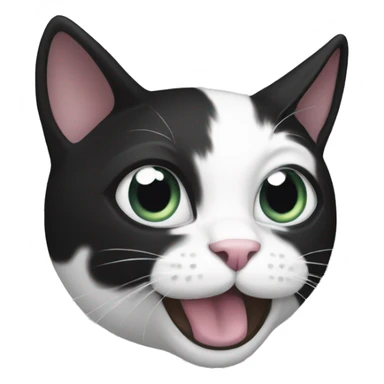 black and white cat hunting sticker