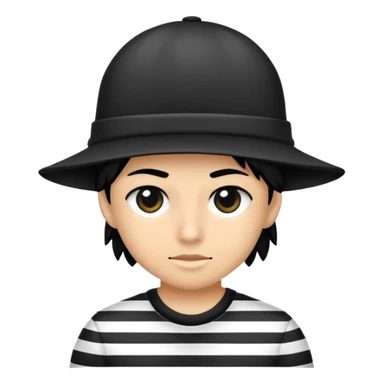 Un ladrón con camisa de rallas negras y blancas una máscara en los ojos y un gorro negro sticker