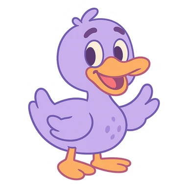 purple duck in pastel toon style sticker