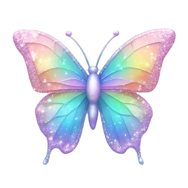 Sparkly Pastel rainbow-gradient iridescent crystal butterfly sticker