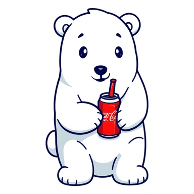 polar bear in a Hawaiian shirt drinking Coca Cola sticker