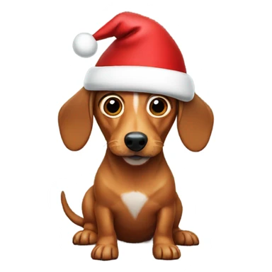 Wiener dog wearing Santa hat sticker