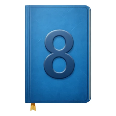 Blue book with a number "8" in the cover sticker
