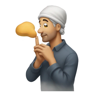 man smelling flour on his fingertip  sticker