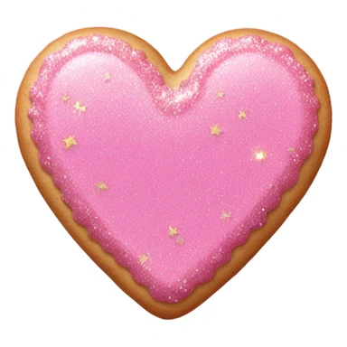 Pink heart shaped cookie with glitter  sticker