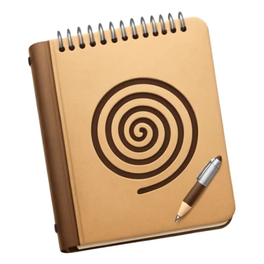 empaque de papel con una libreta anillada sobresaliendo sticker