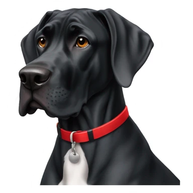 Black Great Dane with red collar  sticker