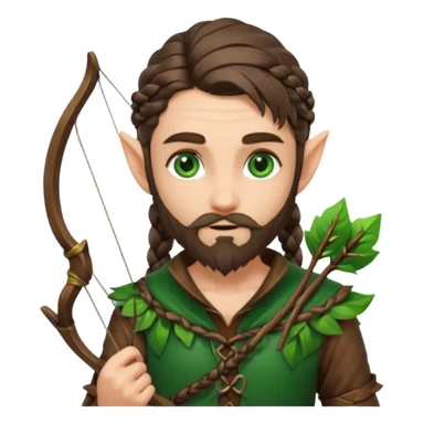 Forest elf with braided beard and bow sticker
