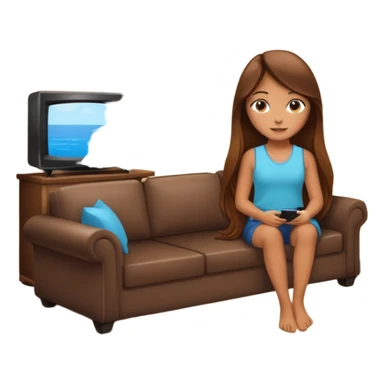 beautiful girl with long brown hair constructing new lounge room area with tv and couch sticker