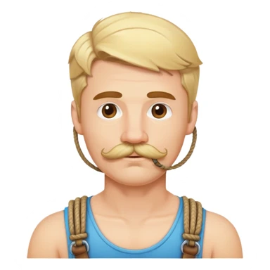 Blond guy with a mustache and chin hair in a rope harness  sticker