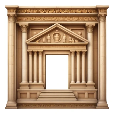 Cinematic Realistic Library of Celsus Landmark Emoji, depicted with an ornate ancient facade rendered with lifelike textures and warm, historical lighting. sticker