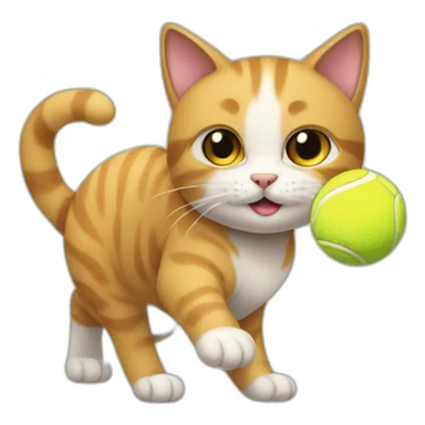 Cat playing with tennis ball sticker