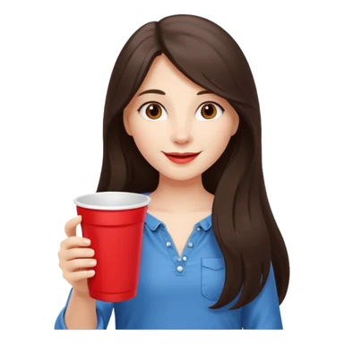 white happy long haired brunette girl with red solo cup sticker