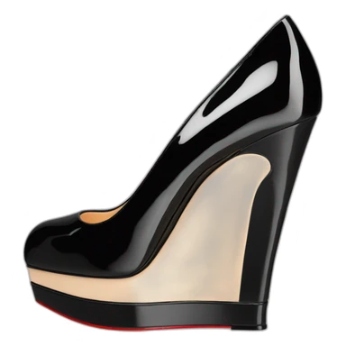 One WEDGE heel LOUBOUTIN black leather PATENT sticker