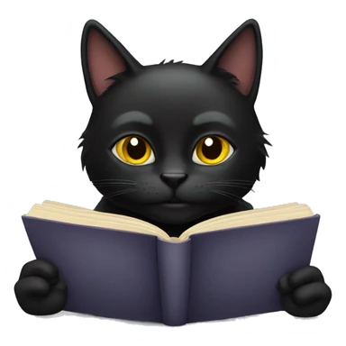 Black cat read book sticker