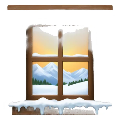 a brown window with snow view outside sticker