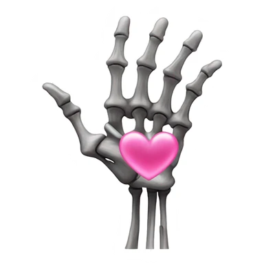 Skeleton hand w middle finger upright w pink heart on middle finger sticker