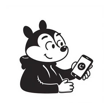 squirrel using a phone, hand-drawn doodle style sticker