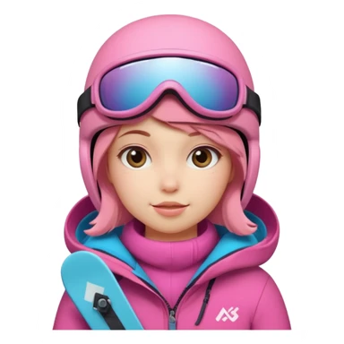 A snowboarder girl in a pink kosume sticker