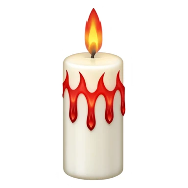 white candle with a red flame sticker