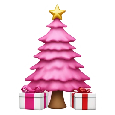 pink christmas tree with white presents underneath sticker