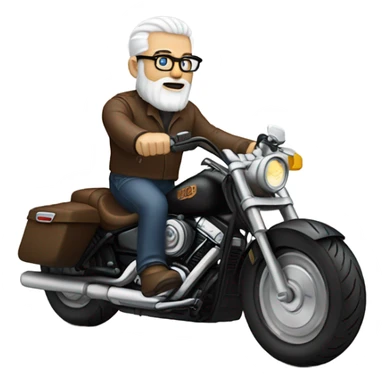 white bearded guy with reading glasses riding a harley  sticker