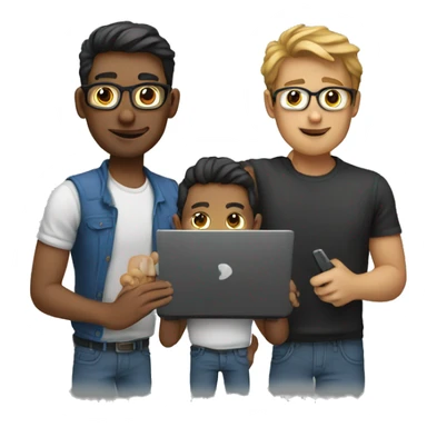 group of developers with a laptop sticker