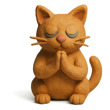 claymation style cat praying sticker