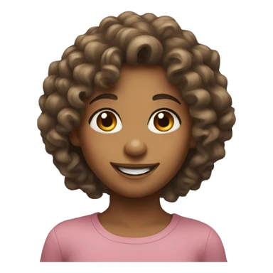 A girl with long bownish curly hair smiling  sticker