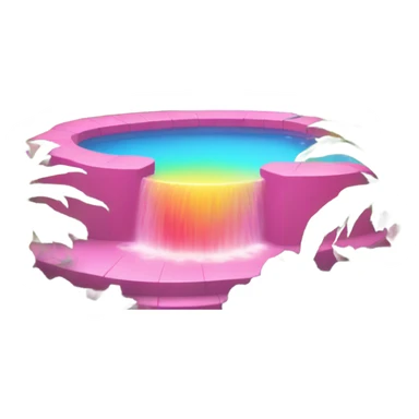 Pink pool with rainbow palm trees and a waterfall  sticker