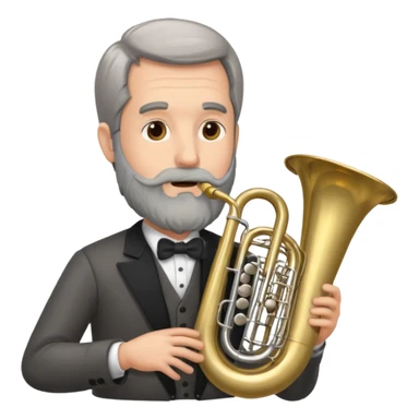 große Tuba, von gltzköpfigen graubärtigem Mann gespielt sticker
