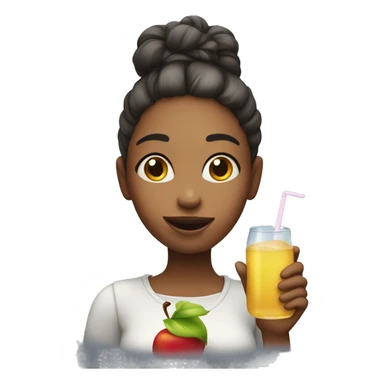 silly girl holding apple juice  sticker