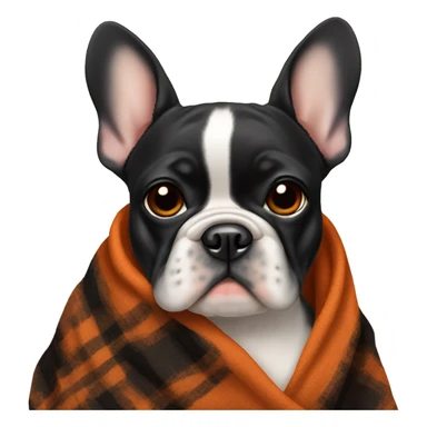 Black and tan frenchie with burnt orange blanket  sticker