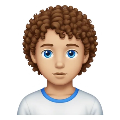 light skin boy with brown curly hair and blue eyes  sticker