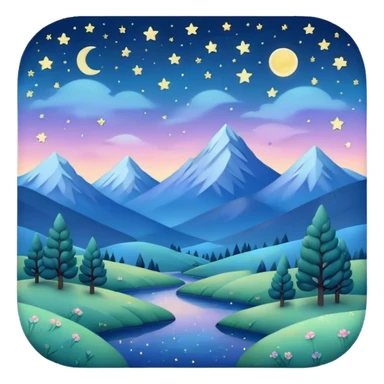 starry night landscape in shades of pastel  sticker