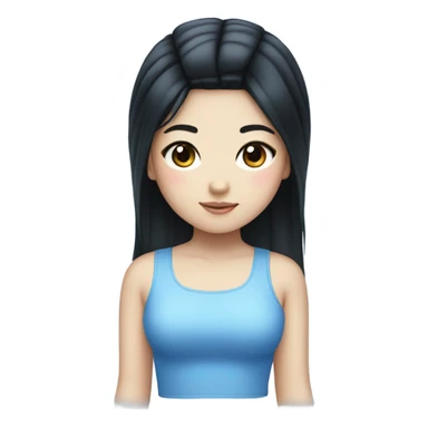 A South Korean girl with black hair and blue highlights and Shakira croc top  sticker