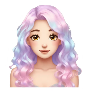 Gorgeous Beautiful Blushing Petite Colorful-Shiny-Pastel-Fairy-Anime-Girl with beautiful gradient pastel hair aesthetic sticker