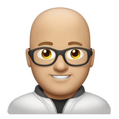 chubby bald man with goggles and white jacket close up with ear rings  sticker